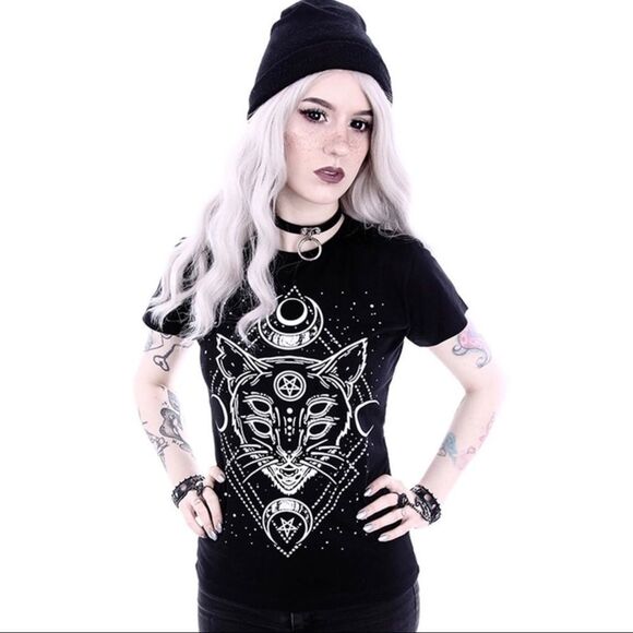 Black Short Sleeve Celestial Cosmic Graphic T-Shirt - NEW - Picture 3 of 4